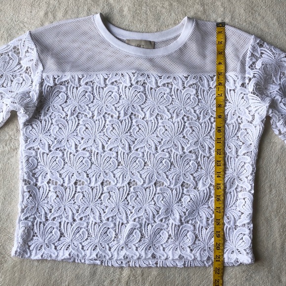 LOFT Floral Lace and Mesh Top in White - Picture 12 of 12